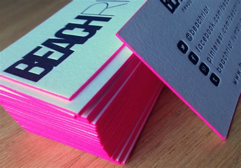 business cards with colored edges.